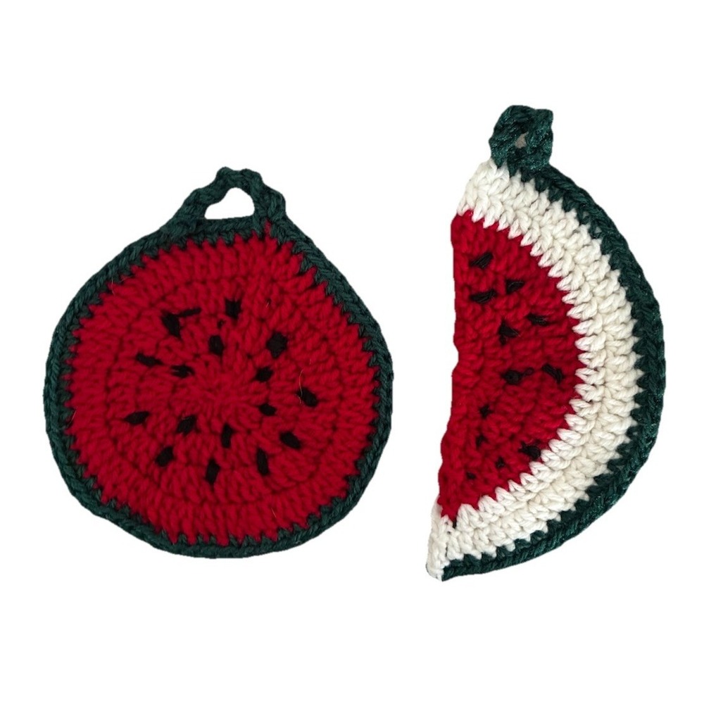 Handmade Trivet Hot Pad‎ Pot Holder Watermelon Crochet Decor Handmade (2) NEW
